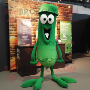 Forest Green Squid mascot costume character dressed with a V-Neck Tee and Ties