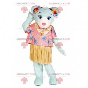 Blaues Teddybärmaskottchen im Urlauberoutfit - Redbrokoly.com