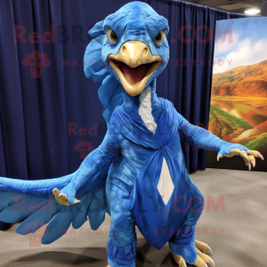 Blå Utahraptor maskot...