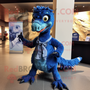 Blå Utahraptor maskot...