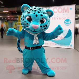 Cyan Jaguar maskot kostym...