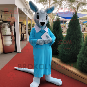 Sky Blue Kangaroo mascotte...