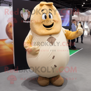 Beige Potato mascot costume character dressed with a Trousers and Necklaces