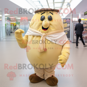 Beige Potato mascot costume character dressed with a Trousers and Necklaces