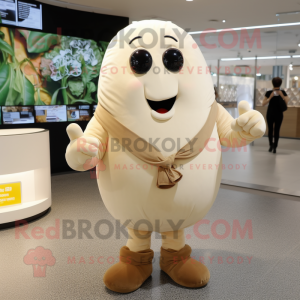 Beige Potato mascot costume character dressed with a Trousers and Necklaces