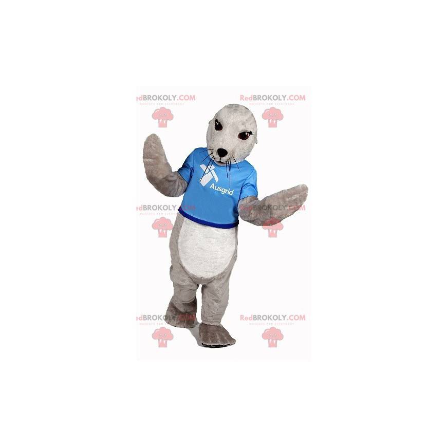 Gray and white sea lion mascot. Seal mascot - Redbrokoly.com