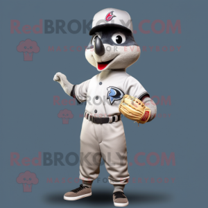 Gray Woodpecker mascot costume character dressed with a Baseball Tee and Bow ties