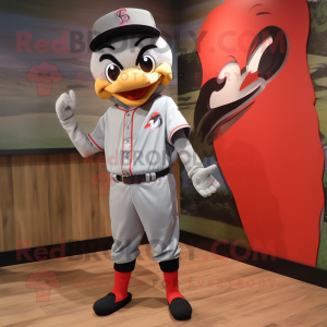 Gray Woodpecker mascot costume character dressed with a Baseball Tee and Bow ties