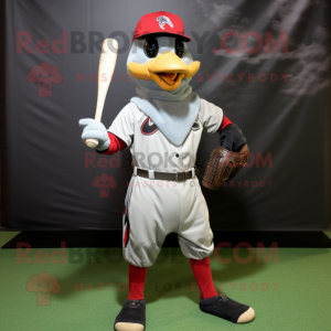 Gray Woodpecker mascot costume character dressed with a Baseball Tee and Bow ties