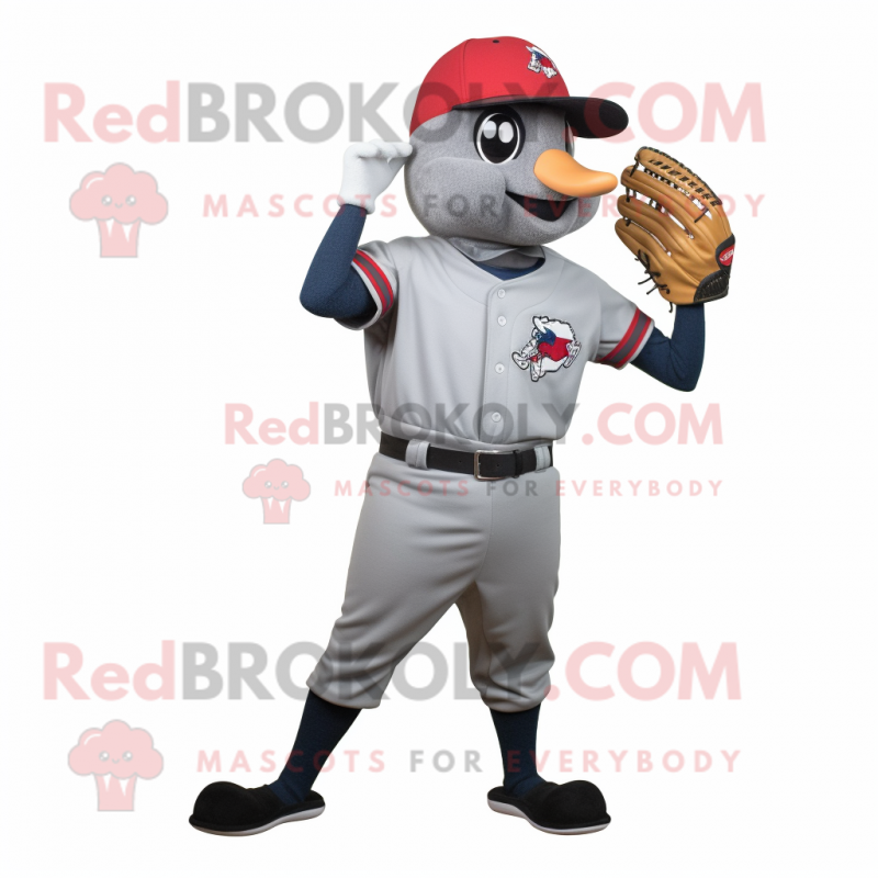 Gray Woodpecker mascot costume character dressed with a Baseball Tee and Bow ties