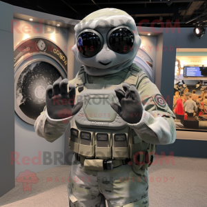 Gray Navy Seal mascot costume character dressed with a Bodysuit and Wraps