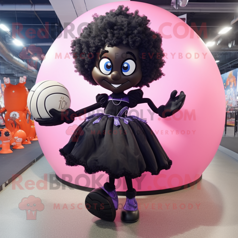 Black Cupid mascot costume character dressed with a Ball Gown and Shawl pins Black Cupid mascot costume character dressed with a Ball Gown and Shawl pins