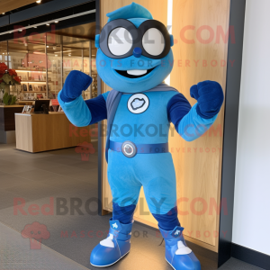 Blue Superhero mascotte...