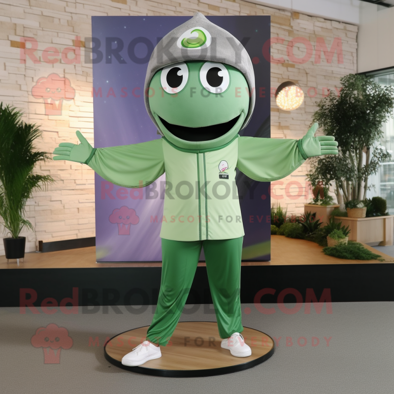 Olive Ray mascot costume character dressed with a Yoga Pants and Caps Olive Ray mascot costume character dressed with a Yoga Pants and Caps