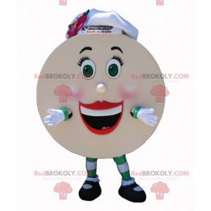 Mascote gigante de panqueca com chapéu de chef - Redbrokoly.com