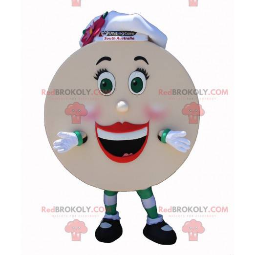 Reuze pannenkoek mascotte met een koksmuts - Redbrokoly.com