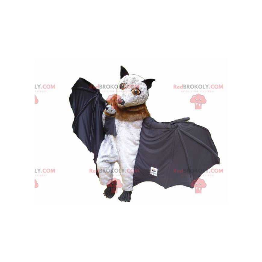 Brown and black white bat mascot with his baby - Redbrokoly.com