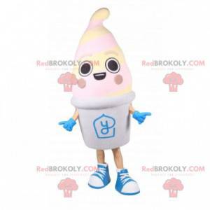 Mascote de iogurte congelado. Mascote gigante do sorvete -