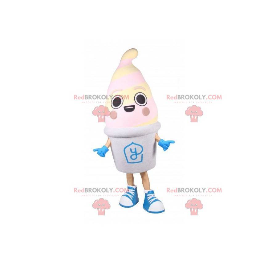 Mascote de iogurte congelado. Mascote gigante do sorvete -