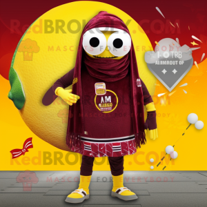 Maroon Lemon maskot kostume...