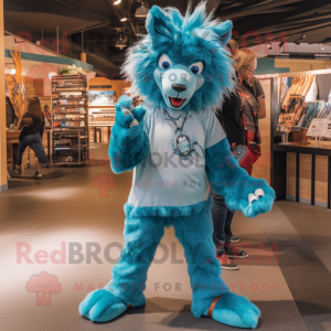 Turquoise Wolf mascotte...