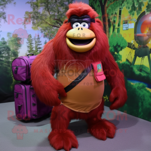 Maroon orangutang maskot...