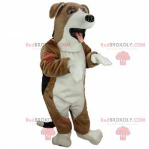 Mascotte cane marrone bianco e nero. Costume da cane -