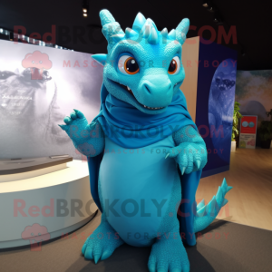 Cyan-Drachen Maskottchen...