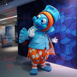 Cyan Clown Fish maskot...