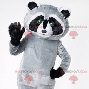 Mascota de mapache gigante negro gris y blanco - Redbrokoly.com