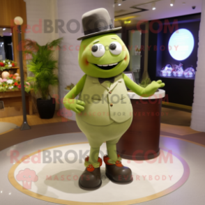 Olive Wedding Cake mascot costume character dressed with a Chinos and Brooches