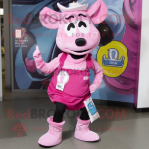 Pink Beef Stroganoff mascot costume character dressed with a Skinny Jeans and Coin purses