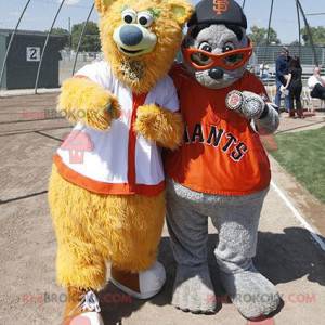 2 mascotas: un oso beige y un león marino gris - Redbrokoly.com