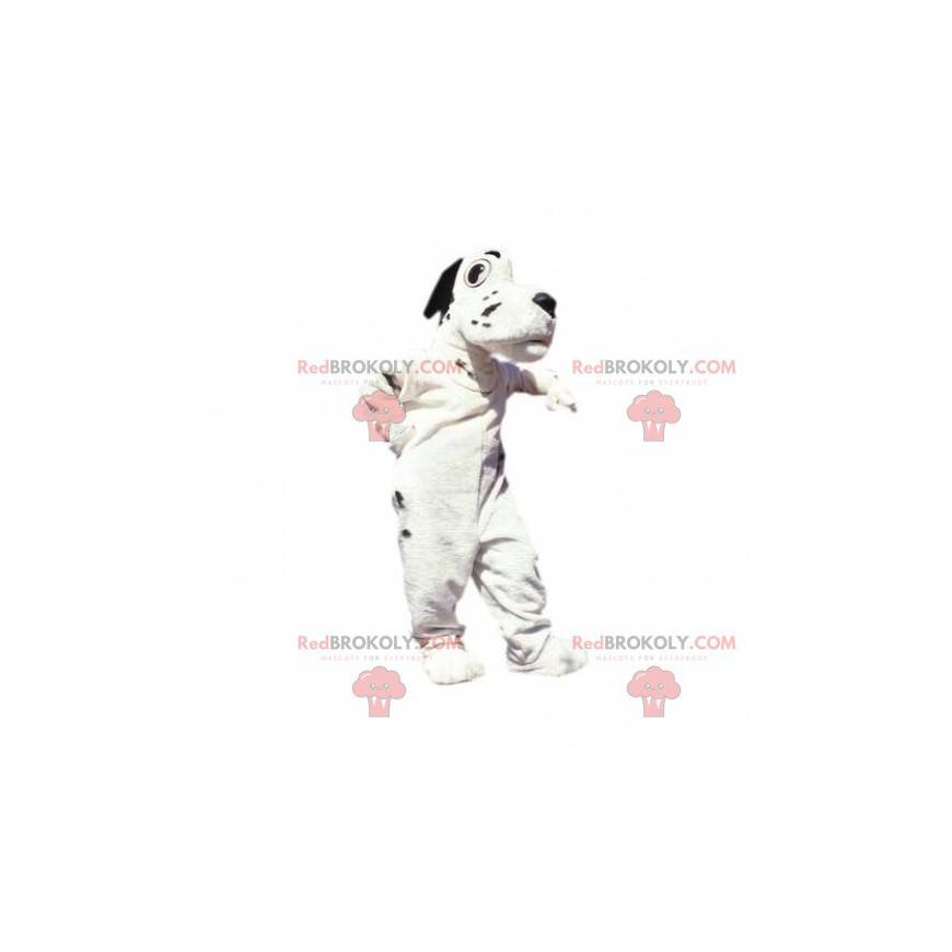 Maskot bílý a černý pes. Dalmatin maskot - Redbrokoly.com