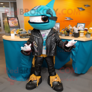 Postava maskota Teal Fish...