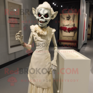 Cream Undead mascot costume character dressed with a Sheath Dress and Earrings