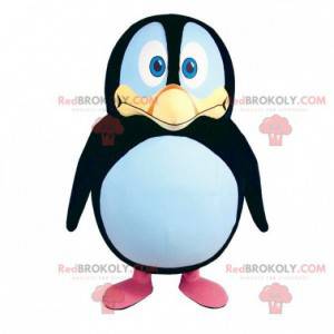 Mascotte de pingouin noir blanc et jaune. Costume de pingouin -