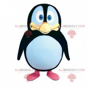 Pinguim mascote preto branco e amarelo. Fantasia de pinguim -