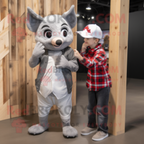 Silver Bat mascot costume character dressed with a Flannel Shirt and Watches