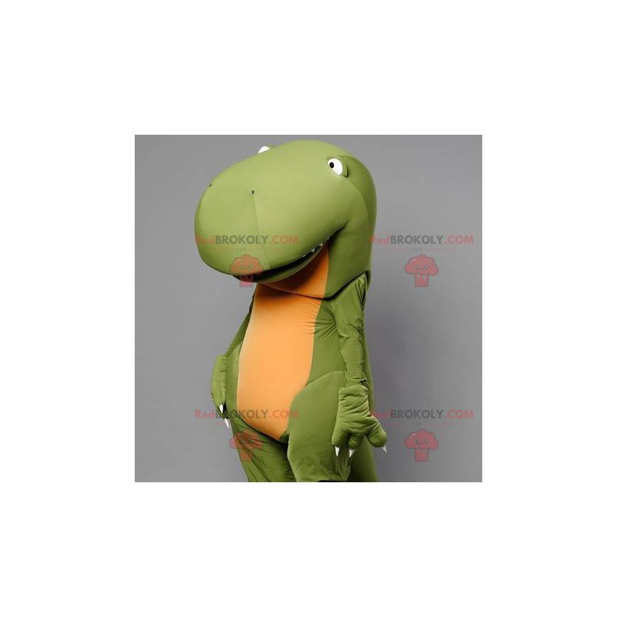 Impresionante y divertida mascota dinosaurio verde y amarillo. Impresionante y divertida mascota dinosaurio verde y amarillo.