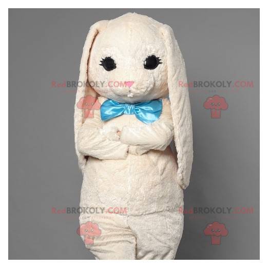 Biały królik maskotka z niebieską muszką - Redbrokoly.com