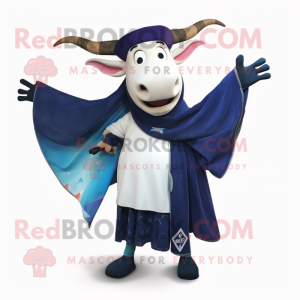 Navy Zebu mascot costume character dressed with a Bermuda Shorts and Shawls