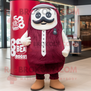 Maroon Bagels mascot costume character dressed with a Waistcoat and Watches