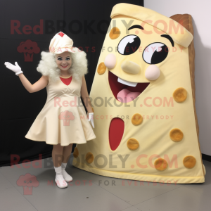 Cream Pizza Slice maskot...