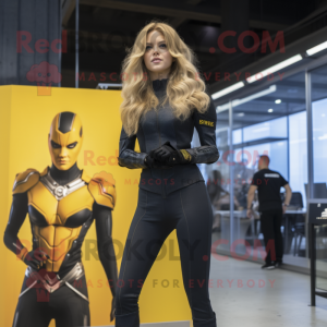 Black Canary mascot costume character dressed with a Playsuit and Anklets