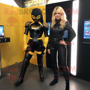 Black Canary mascot costume character dressed with a Playsuit and Anklets