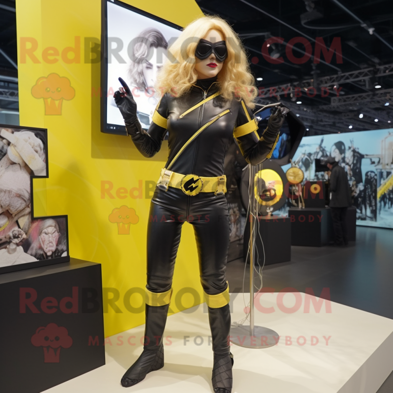 Black Canary mascot costume character dressed with a Playsuit and Anklets