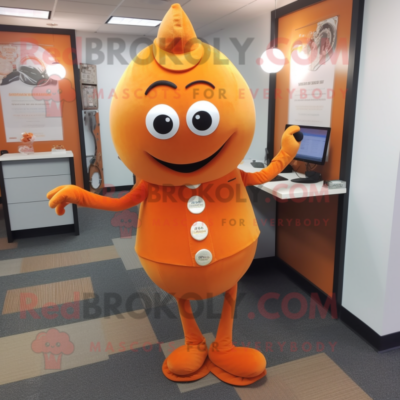 Orange Orange mascot costume character dressed with a A-Line Dress and Tie pins Orange Orange mascot costume character dressed with a A-Line Dress and Tie pins