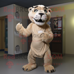 Beige Smilodon maskot drakt...