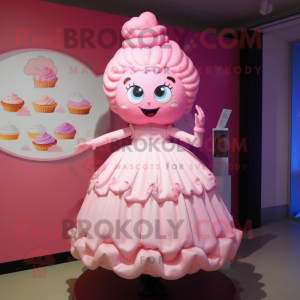 Rosa Cupcake maskot drakt...